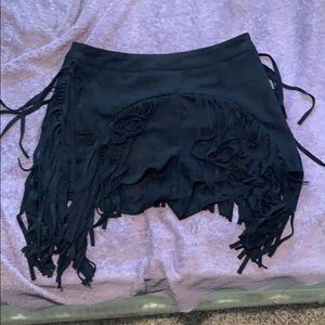 Black fringe shorts